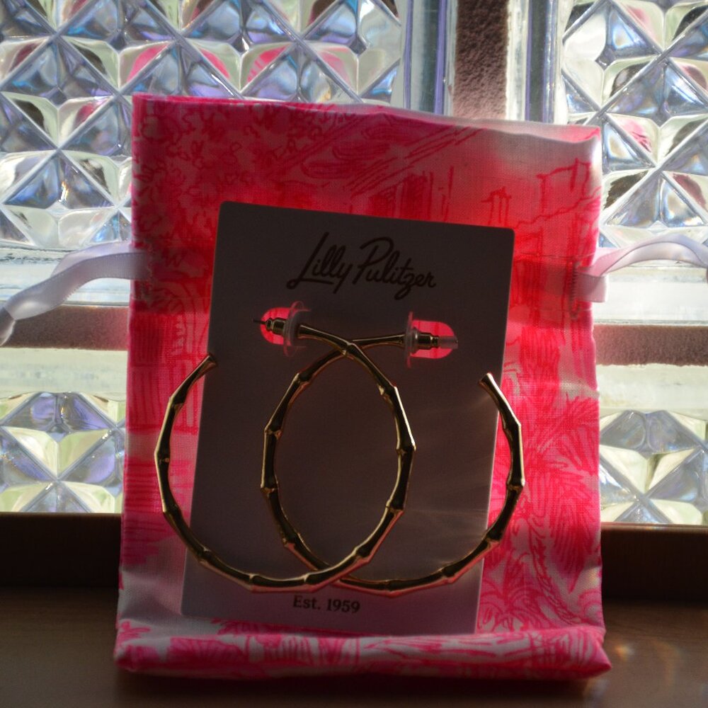 Lilly Pulitzer Gold Bamboo Hoops NWT